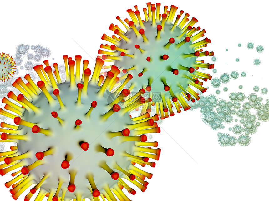 冠状病宇宙病流行系列冠状病颗粒微元素的三维图解,用于病流行病感染疾病健康方面的工作图片
