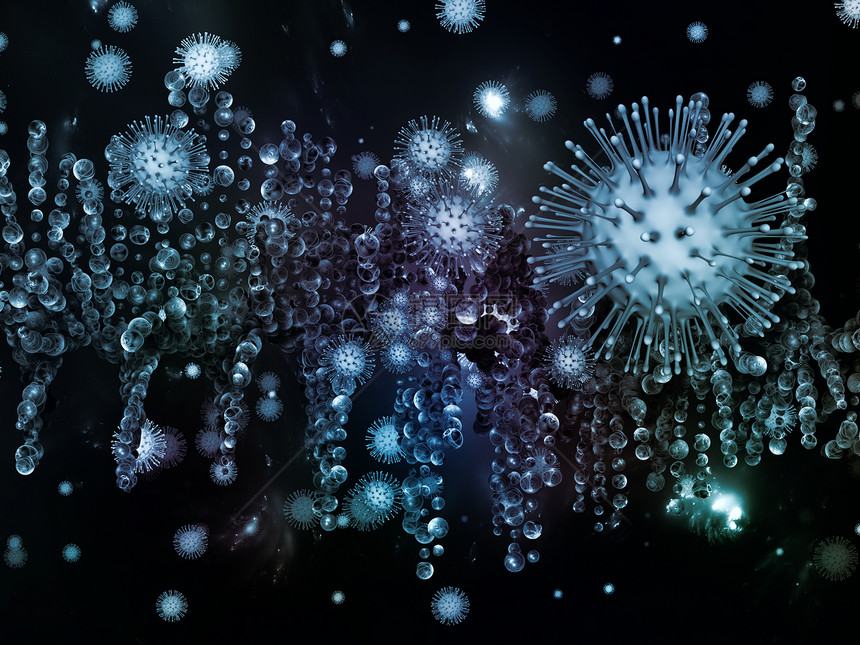 冠状病逻辑病流行系列三维图示冠状病颗粒微元素,用于病流行病感染疾病健康图片