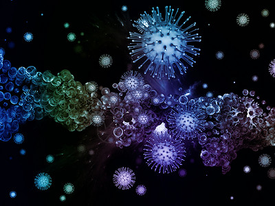 图解的现实的冠状病的现实病流行系列冠状病颗粒微元素与病流行病感染疾病健康的三维图解背景
