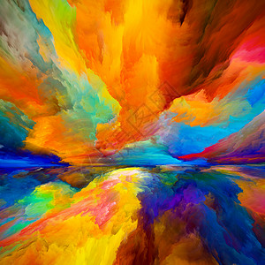 光谱云逃避现实系列超现实日落日出颜色纹理的成,适用于与山水画想象力创造力艺术有关的项目背景图片