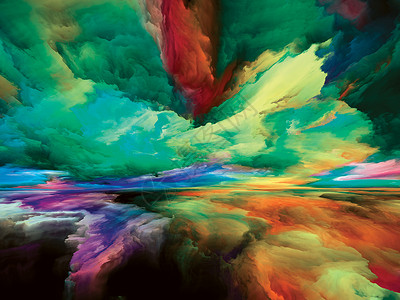 觉醒之地逃避现实系列超现实日落日出的色彩纹理的构成,山水画想象力创造力艺术的隐喻背景图片