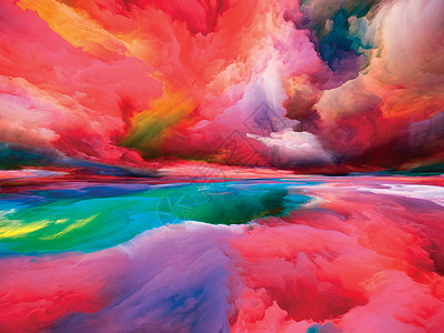 觉醒之地逃避现实系列以山水画想象力创造力艺术为的超现实日落日出颜色纹理的排列背景图片