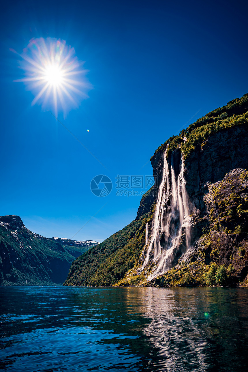 吉兰格峡湾,瀑布七姐妹美丽的自然挪威自然景观图片