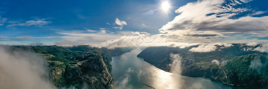 美丽的自然挪威自然景观全景讲坛岩石预制背景图片