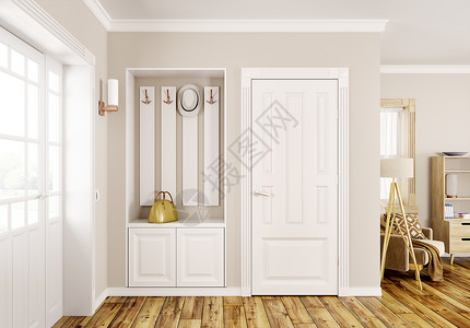 衣柜门素材现代大厅室内与门楼梯三维渲染背景