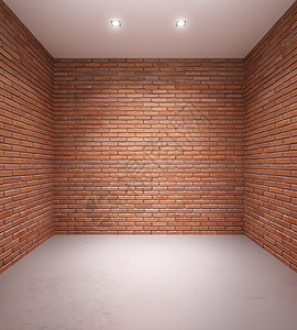 三维砖墙素材空房间有砖墙,三维渲染背景