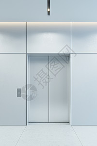 电梯厅门现代电梯,办公室大厅有闭门,3D渲染背景