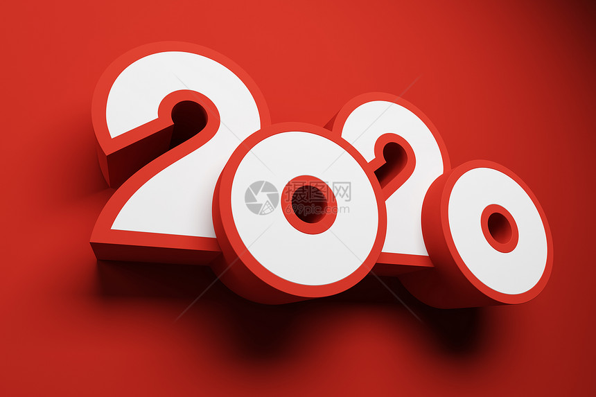 2020年新年快乐创意背景或贺卡三维渲染图片