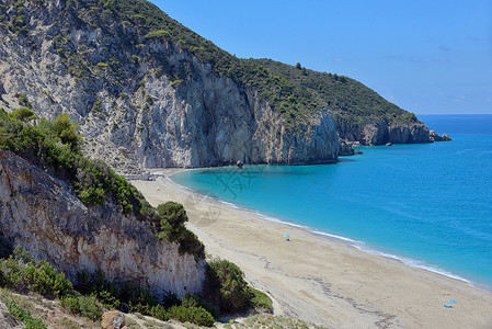 米洛斯海滩莱夫卡达岛,希腊夏季高清图片