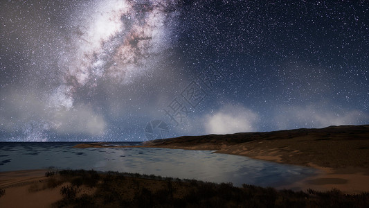 牛奶路星星湖面上的夜晚高清图片