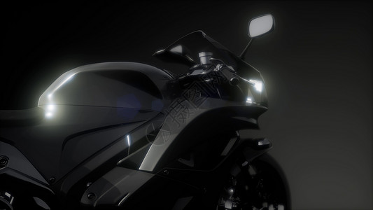 摩托运动自行车黑暗的工作室与明亮的灯光背景图片