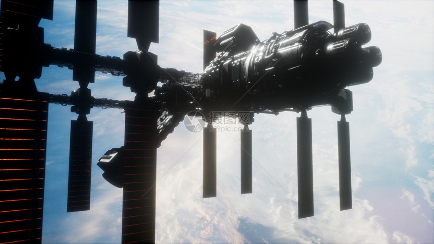 地球宇宙飞船的景色国际站正绕地球运行,由美国宇航局提供的元素地球的景色宇宙飞船国际站正绕地球运行图片