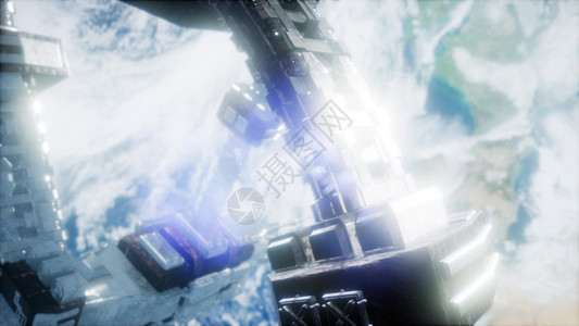无敌舰队地球宇宙飞船这幅图像的元素由美国宇航局提供站地球三维动画背景