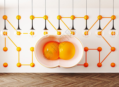 鸡蛋插图室内三维渲染背景