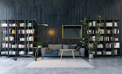 现代客厅斯堪的纳维亚室内三维渲染高清图片