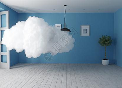 房间里的云三维创意渲染图片