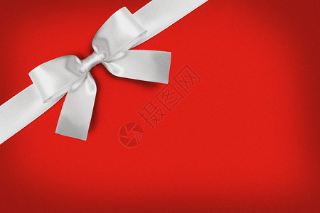 白色礼品弓红色背景下文本白色礼物蝴蝶结红色图片