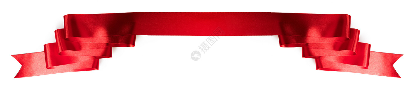红色缎带横幅隔离白色背景上白色缎带横幅背景图片