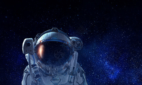 太空任务中的宇航员,背景上有星空宇航员先驱做研究背景图片