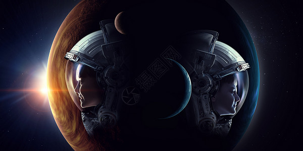 地球上太空中的男孩女孩宇航员这幅图像的元素由美国宇航局提供探索外层图片