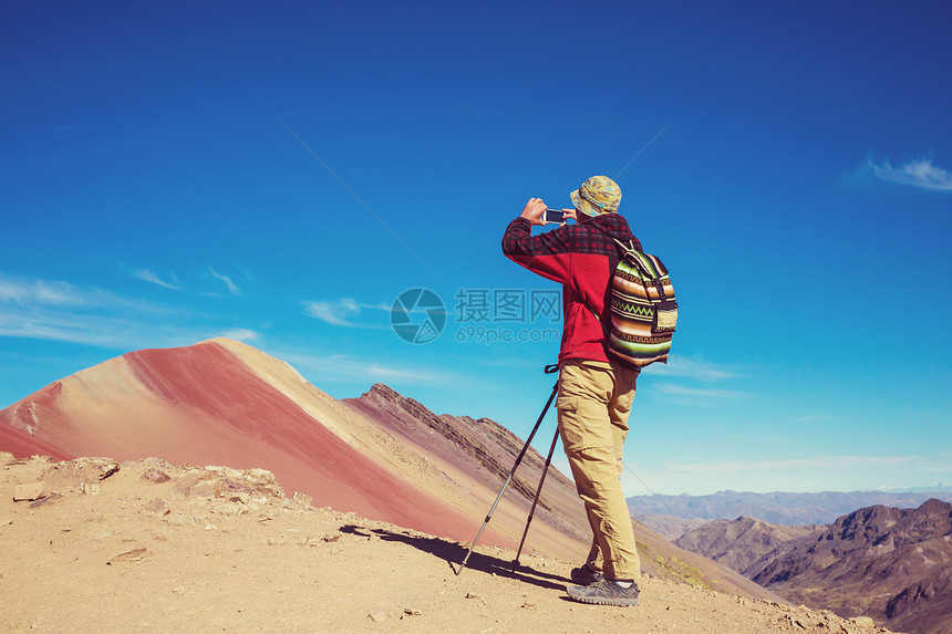 秘鲁库斯科地区维尼昆卡的徒步旅行场景蒙大纳德西特科洛雷斯,彩虹山图片