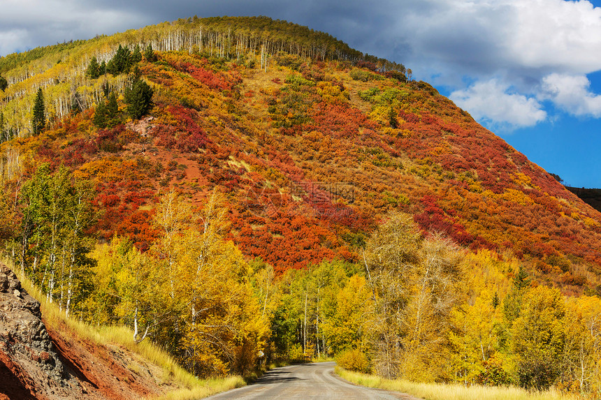 美国科罗拉多州五颜六色的天秋天的季节图片