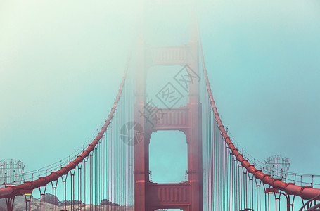 手绘游乐园大门美国加利福尼亚州旧金山金门大桥背景