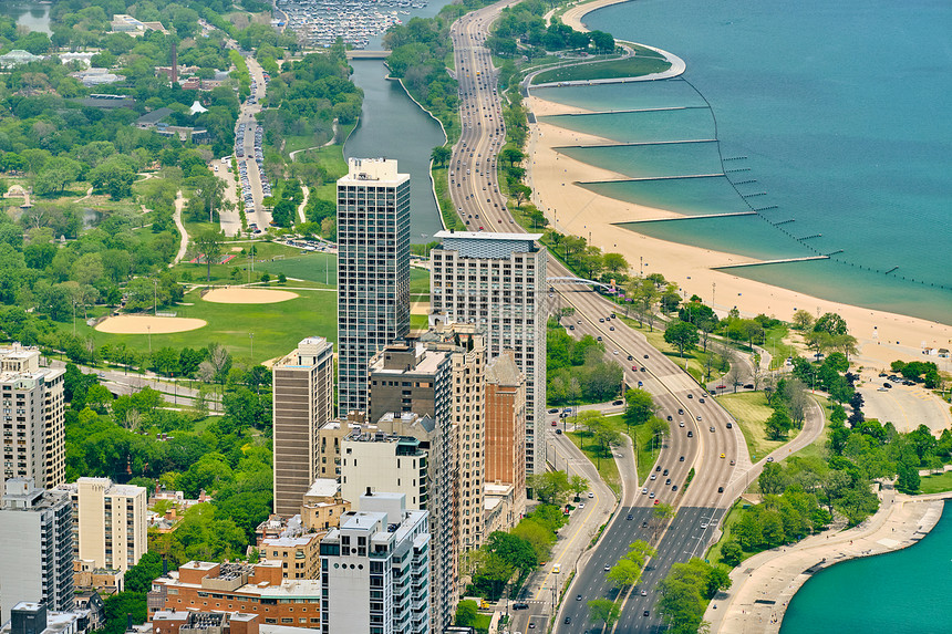 芝加哥城市鸟瞰,伊利诺伊州,美国图片