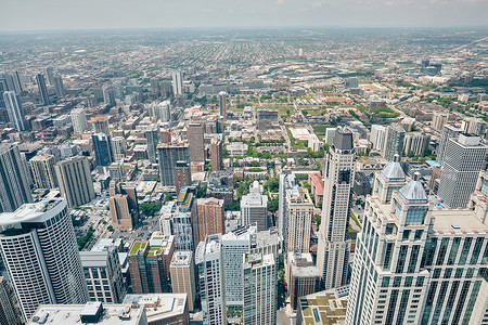 芝加哥城市天际线鸟瞰,伊利诺伊州,美国图片