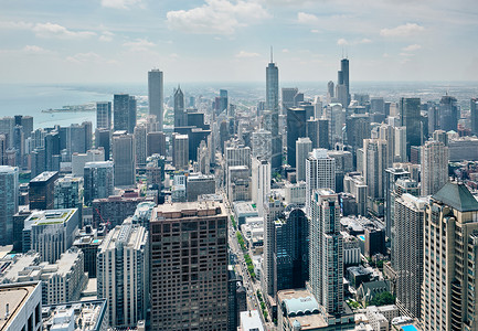 芝加哥城市天际线鸟瞰,伊利诺伊州,美国背景图片