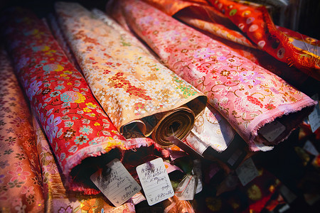 日本京都201811月9日日本京都市的个市场上出售服材料的特写镜头服纺品可分为两类Gofuku,它表示般背景