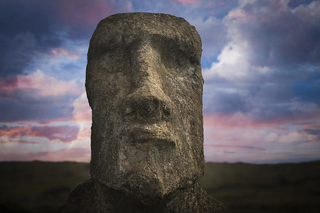 摩艾石像莫伊斯阿胡汤加里基复活节岛,智利背景