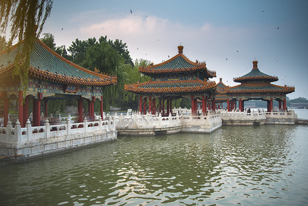 北海公园北京紫禁城西北的个帝国花园背景图片