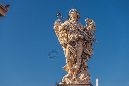 安杰卢安吉尔桥上的雕像罗马意大利背景