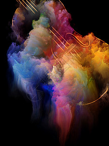 音乐系列的颜色以表演艺术音乐声音创造力为,由音乐符号色彩颜料制成的抽象图片
