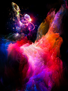 音乐系列的颜色音乐符号色彩绘画表演艺术音乐声音创造力方的相互作用图片