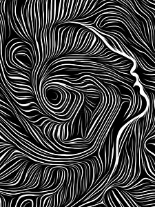 黑白曲线素材轮廓集成黑白木刻图案关于思想意识理人类戏剧的黑白诗歌系列背景