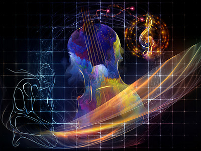 跪着的人物,超现实的小提琴辐射的高音剪辑的音乐表演艺术图片