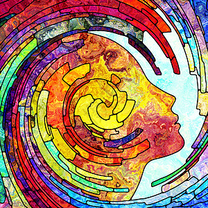 螺旋系列彩色碎片彩色璃漩涡图案的背景,以色彩创意艺术想象力为图片