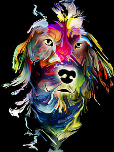 黑色背景上的数字油颜色的狗肖像,爱友谊忠诚狗人的友谊上帝保佑动物系列背景图片