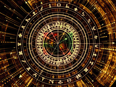 占卜素材意义系列的圆圈神符号箭头分形元素灵占星术占卜魔法上的相互作用背景