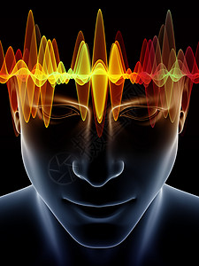 关于脑电波人类思维运作生物学科学的数字插图虚拟思维系列背景图片