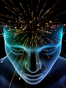 来自人类头脑的数字流数字线的合虚拟思维系列背景图片
