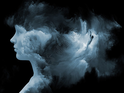 心灵雾系列人类部的三维渲染用分形颜料绘制了内心世界梦想情感创造力想象力人类心灵背景图片