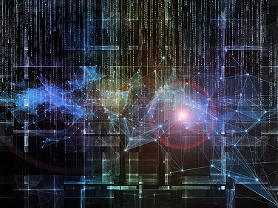 计算机网络虚拟现实互联网现代技术项目的数字网络符号灯光分形元素背景图片