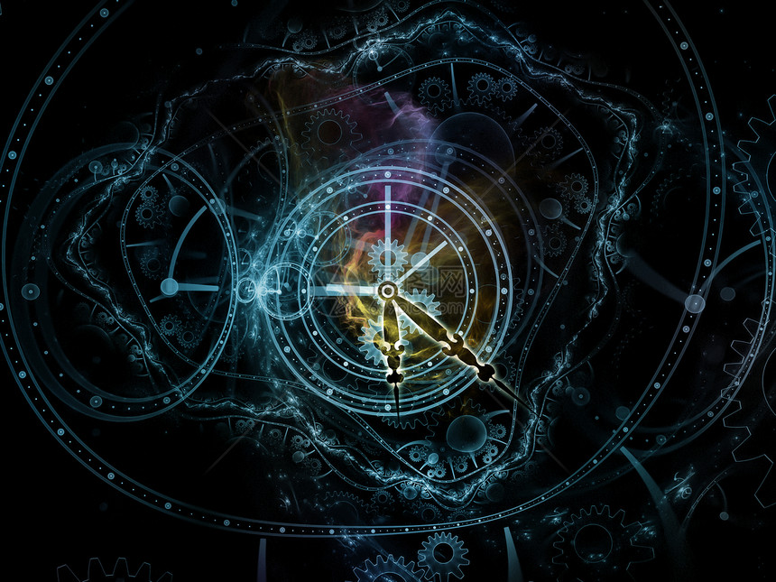 时间的分形时间序列的孔与科学教育现代技术关的时钟刻度盘抽象元素的相互作用图片