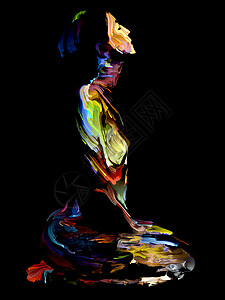 灵魂舞者自由油漆系列以情感创造力灵艺术为,用数字油画的人类形象背景