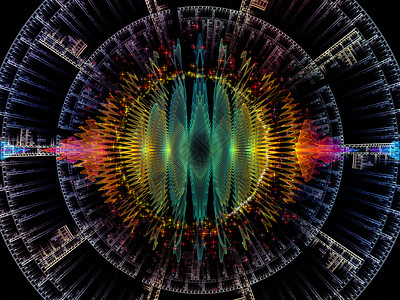 波函数序列声均衡器音乐谱量子概率的彩色正弦振动光分形元素的成图片