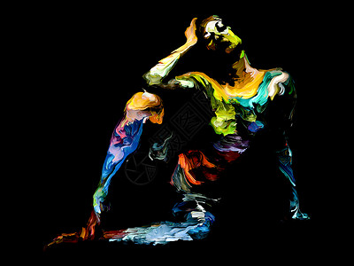 丰富的彩色涂料系列艺术能量创造力情感的抽象人物背景图片