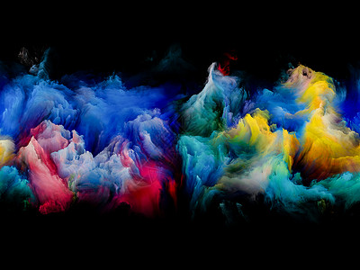 ps烟雾笔刷彩绘云系列数字画布上融合的抽象颜色样本背景